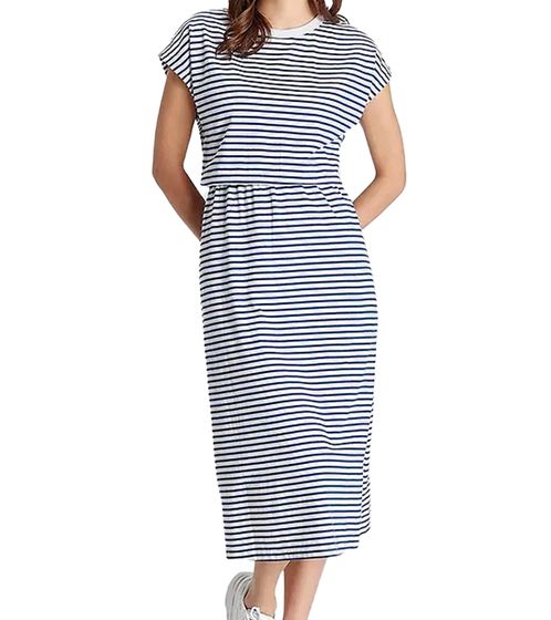 Laura Scott Women's Midi Dress with Nautical Stripes, Cotton Dress, Summer Dress 17231552 White/Blue