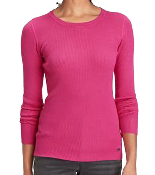 H.I.S Damen Longsleeve geripptes Langarm-Shirt Sommer-Oberteil 75285228 Pink