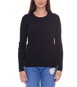 H.I.S Women's Long-Sleeve Ribbed Long-Sleeve Shirt, Summer Top, 74376002, Black