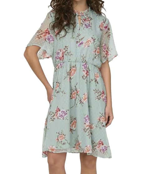ONLY Aida Elisa Women's Summer Dress, Mini Dress with Floral Pattern, Short Sleeve Dress, 48171607 Green