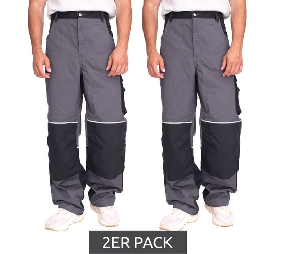 2-Pack NORTHERN COUNTRY Men's Work Trousers with Reinforced Knees, Workwear, DIY Trousers, 60380202 Gray/Black