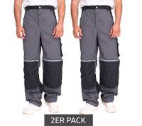 2er Pack NORTHERN COUNTRY Herren Arbeits-Hose mit Knie-Verstärkung Berufsbekleidung Heimwerker-Hose 60380202 Grau/Schwarz