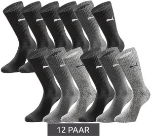 12 pairs of PUMA sports socks with padded foot area, tennis socks, breathable socks, extra soft cuff 701224759 Black/Anthracite/Gray
