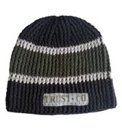 Trust Co Unisex Crochet Winter Hat, Soft Knit Hat with Stripes, Cotton Hat 1551TRT Navy/White/Green