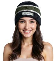 Trust Co Unisex Crochet Winter Hat, Soft Knit Hat with Stripes, Cotton Hat 1551TRT Navy/White/Green