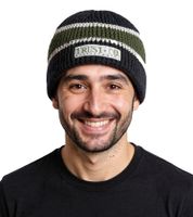 Trust Co Unisex Crochet Winter Hat, Soft Knit Hat with Stripes, Cotton Hat 1551TRT Navy/White/Green