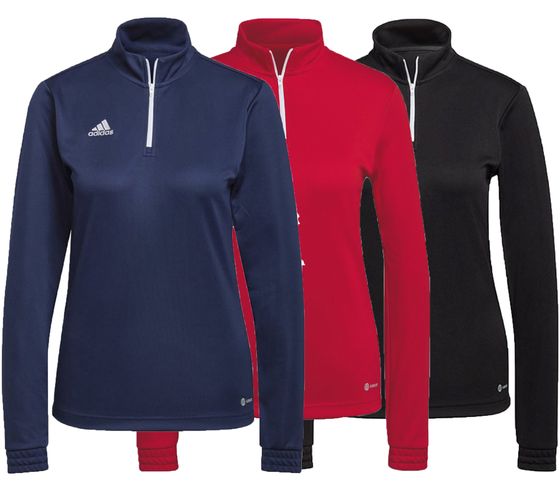 adidas Entrada 22 Women's Sustainable Sports Pullover Training Shirt with AEROREADY Technology, Long-Sleeved Sweater, Red, Black, or Dark Blue