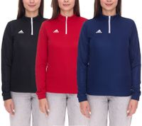 adidas Entrada 22 Damen nachhaltiger Sport-Pullover Trainings-Shirt mit AEROREADY Technologie Troyer-Pullover Langarm-Shirt Rot, Schwarz oder Dunkelblau