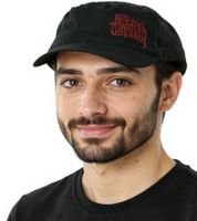 Unisex "BLEEDING TROUGH" Cap, Cotton Cap in a Military Cut with a Slightly Curved Cut, Black/Red