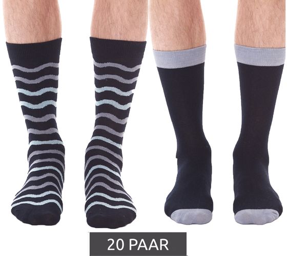 20 pairs of HEALTHY SEAS cotton socks, sustainable long socks made from recycled fishing nets and organic cotton, plain and patterned, dark blue