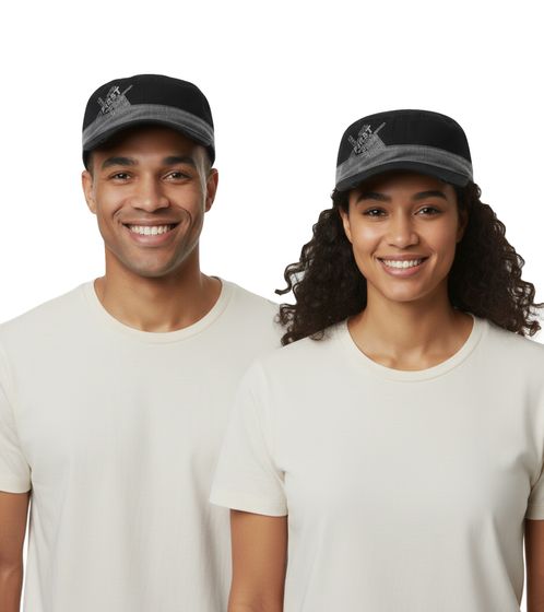 From First to Last Unisex Cap Baumwoll-Cap im millitärischen Schnitt mit leicht gebogenen Schnitt Schwarz/Grau