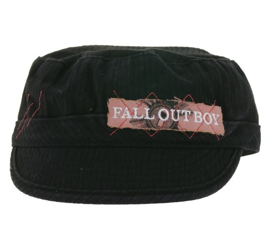 Unisex Cap "FALL OUT BOY" Baumwoll-Cap im millitärischen Schnitt mit leicht gebogenen Schnitt Schwarz/Rosa