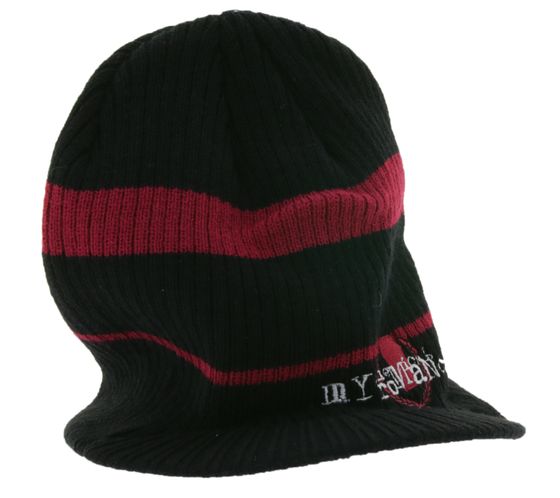 Unisex Beanie mit "My Chemical Romance" Schriftzug Schirm-Beanie Freizeit-Mütze Schwarz/Pink/Weiß
