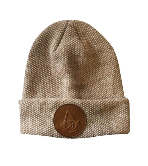 Beanie "Assassin's Creed Origins" kuschelige Frühlings-Mütze mit Logo-Patch Strick-Beanie Fan-Artikel KC100130ACE Beige