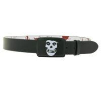 MISFITS Gürtel der Punk-Band für Damen und Herren mit aufgenähtem Schriftzug und Schnalle mit Patch Freizeit-Gürtel BT109172MIS Schwarz/Weiß