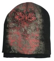 Alchemy England Beanie Double-Layered Gothic Hat with Skull Knit Hat KC170309ALC Black