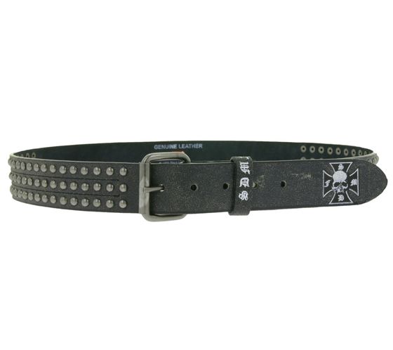 Unisex belt with "Black Labels Society" lettering and logo-print buckle. Casual belt, black/white.