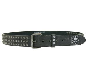 Black Labels Society belt from the heavy metal band for men and women, 100 cm, with rivets and lettering, casual belt, black/white