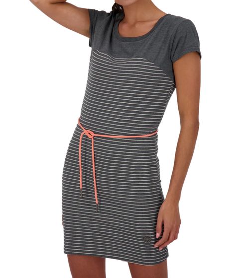 ALIFE AND KICKIN ClarissaAK B Women's Summer Dress with Tonal Drawstring Waist, Mini Dress, Cotton Dress, 58427169 Gray
