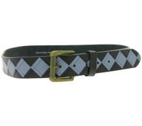 FALL OUT BOY belt by the alternative rock band for men and women, one size fits all, 100 cm, with a diamond pattern, embossing, and lettering, casual belt, black/green/blue
