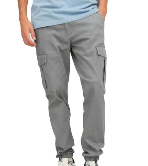 Jack & Jones Marco Joe Men's Cargo Pants, Stylish Cotton Jogger-Style Pants, Slim Fit, 10755240 Gray