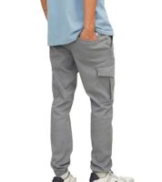 Jack & Jones Marco Joe Herren Cargohose stylische Baumwoll-Hose im Jogger-Style Slim Fit 10755240 Grau