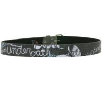 Underoath belt from the metalcore band for men or women, one size fits all, 100 cm, with urban lettering, casual belt, black/white/blue