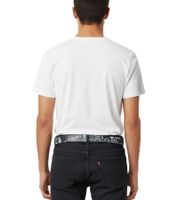 Underoath belt from the metalcore band for men or women, one size fits all, 100 cm, with urban lettering, casual belt, black/white/blue