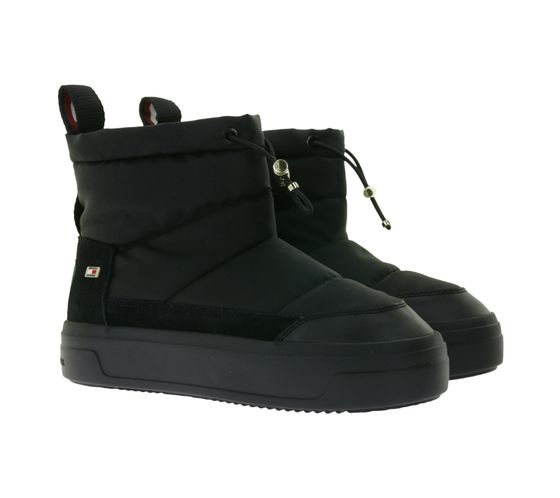 Tommy Hilfiger Flag Nylon Mini Snowboot Women's Slip-On Ankle Boots, Water-Resistant, 31198933 Black