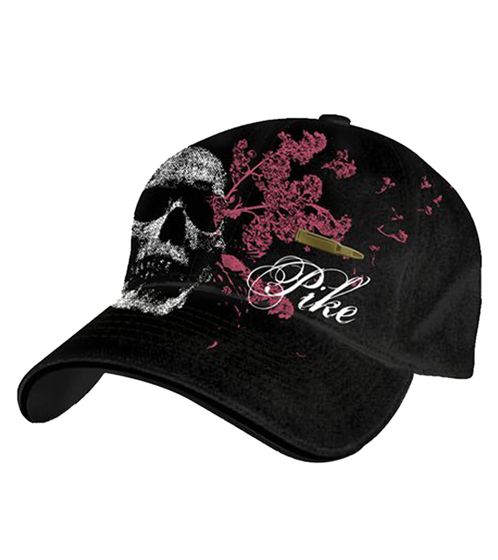 Pike Apparel Unisex Trucker Cap from the Rock Range, Baseball Cap with Skull and Bullet Appliqué, TC109526PIK, Black
