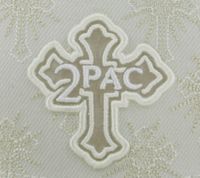 2PAC Snapback Cap with Embroidered Pattern & Cross Emblem Limited Streetwear Edition TC108767TUP3 Cream-White
