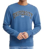 11 PROJECT Davin Men's Sweater with UNIVERSITY Front Print, Cotton Sweatshirt, 20715943, 194039, Blue