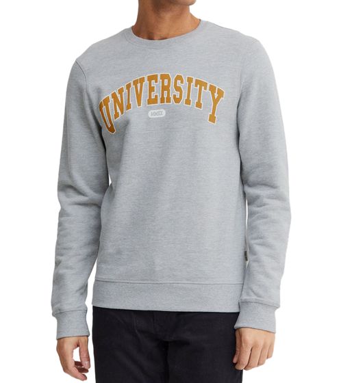 11 PROJECT Davin Men's Sweater with UNIVERSITY Front Print, Cotton Sweatshirt, 20715943 200274 Gray