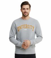 11 PROJECT Davin Men's Sweater with UNIVERSITY Front Print, Cotton Sweatshirt, 20715943 200274 Gray