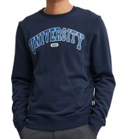11 PROJECT Davin Men's Sweater with UNIVERSITY Front Print, Cotton Sweatshirt, 20715943 194024, Dark Blue