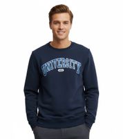 11 PROJECT Davin Men's Sweater with UNIVERSITY Front Print, Cotton Sweatshirt, 20715943 194024, Dark Blue