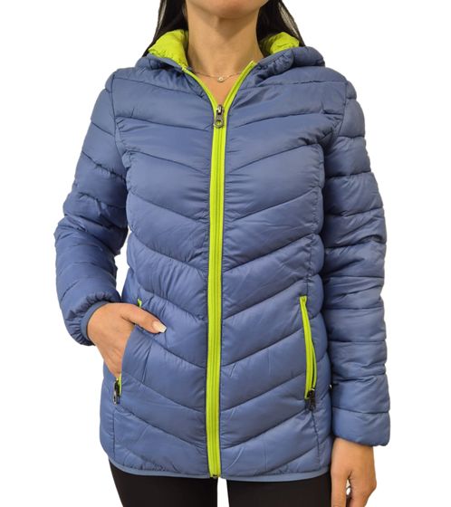 KangaROOS Women's Quilted Jacket, Transitional Vest with Hood, Spring Jacket 95573058 Blue