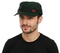 KORN Unisex Cotton Cap in a Military Cut with a Slightly Curved Cut, Black/Red