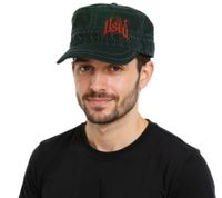 The Used Unisex Cotton Cap in a Military Cut with a Slightly Curved Cut, Black/Red