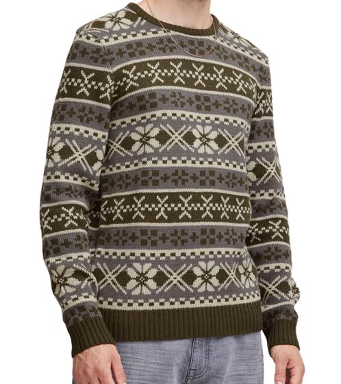 11 PROJECT PRPasco Herren Strick-Pullover mit Wollanteil Langarm-Shirt 20716671 190414 Blau/Weiß/Schwarz