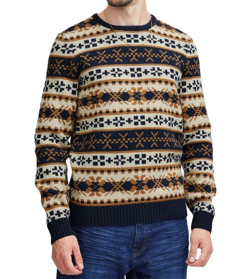 11 PROJECT PRPasco Herren Strick-Pullover mit Wollanteil Langarm-Shirt 20716671 194024 Weiß/Navy/Beige