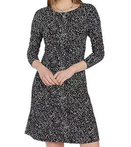 AjC Damen Midi-Kleid Jersey-Kleid mit Rundhalsausschnitt stylisches Sommer-Kleid 90098263 Schwarz/Weiß/Gelb
