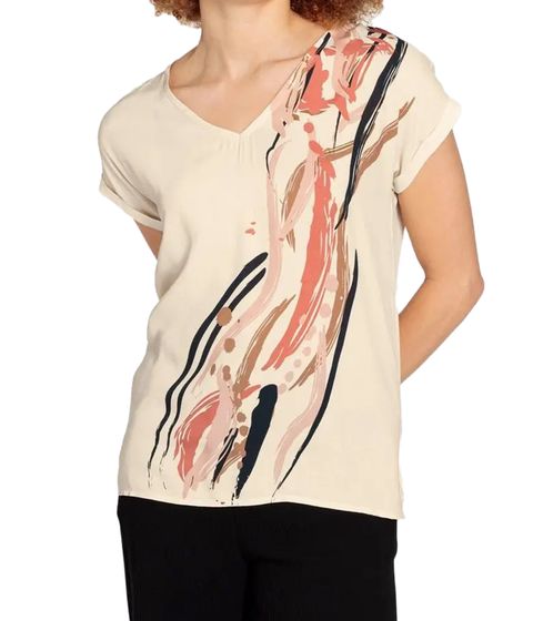 BOYSEN'S Women's Shirt Blouse, Fashionable Summer Shirt, Short-Sleeved Shirt, Beige 53811127