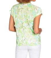 Blusa BOYSEN'S para mujer con estampado tropical integral, manga corta, 92863843, verde/blanco/gris