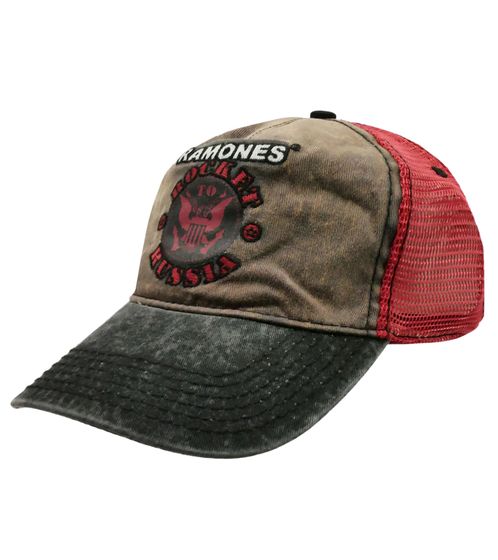 Ramones Unisex Trucker Cap Punk Rock Band with Embroidered Logo Base Cap BA156116RAM0 Brown/Red
