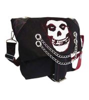 Bolso bandolera Misfits Punk Band con dos cadenas, bolso para portátil, artículo para fans, 37 x 32 x 4 cm, MB108441MIS0, negro/rojo
