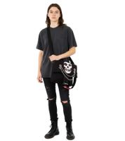 Bolso bandolera Misfits Punk Band con dos cadenas, bolso para portátil, artículo para fans, 37 x 32 x 4 cm, MB108441MIS0, negro/rojo