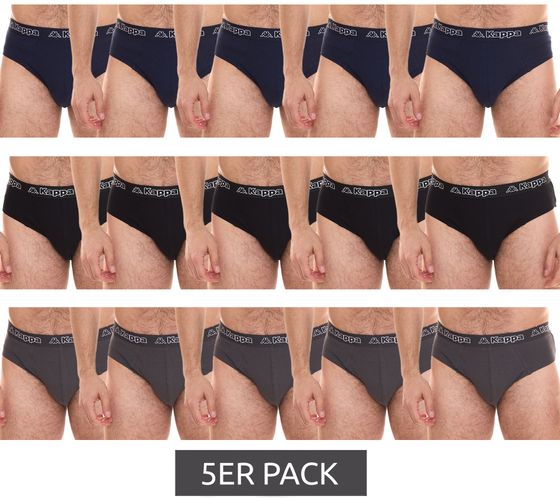 5-pack Kappa Men's Stretch Cotton Briefs with Logo Waistband 711167 Black, Blue, or Gray
