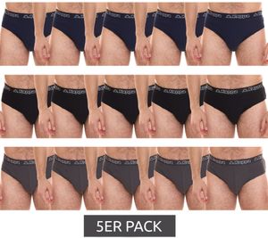 5-pack Kappa Men's Stretch Cotton Briefs with Logo Waistband 711167 Black, Blue, or Gray