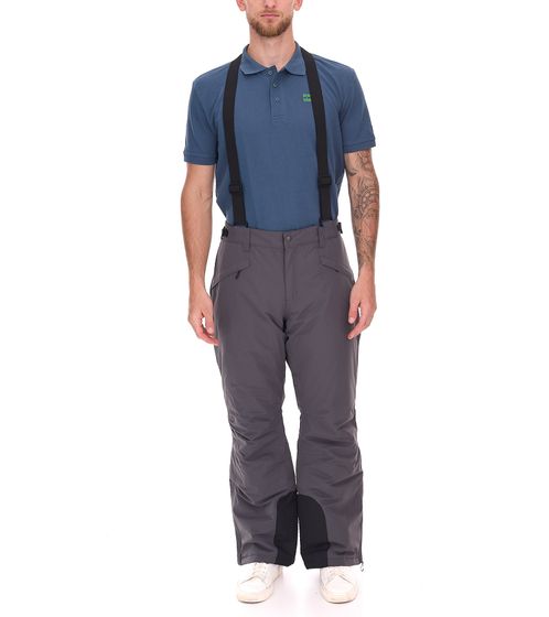 Men's Functional Thermal Ski Pants with Removable Bib, Waterproof Snowboard Pants, Snow Pants 964505 Gray